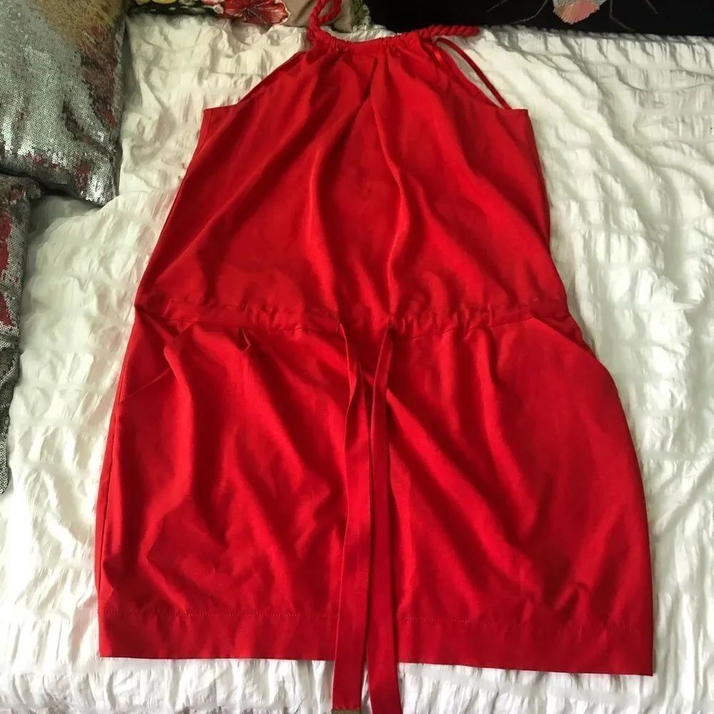 Orange high neck sundress
